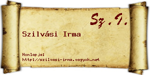 Szilvási Irma névjegykártya